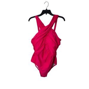 Swimsuits for all high neck wrap one piece swimsuit hot pink size 18